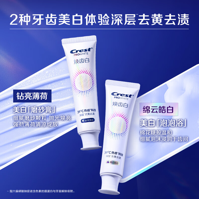 佳洁士焕齿白热感美白牙膏去黄去渍清新100g*2支共200g京东自营