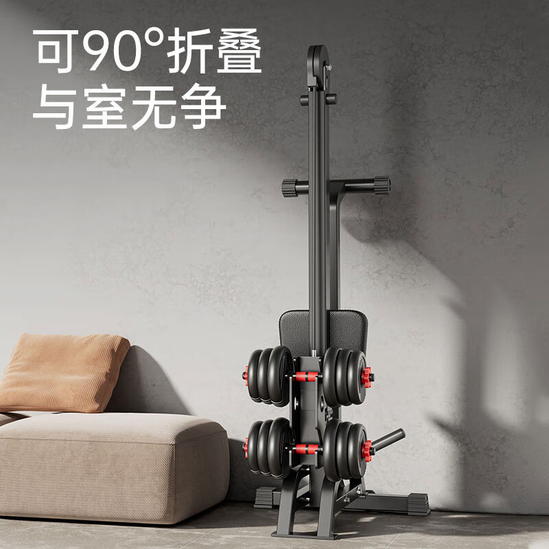 ADKING multi-functional dumbbell rowing machine, foldable fitness equipment, home high pull-down sports equipment, indoor training device, dumbbell rowing machine + 20kg environmentally friendly dumbbell, foldable muscle building, faster separate delivery