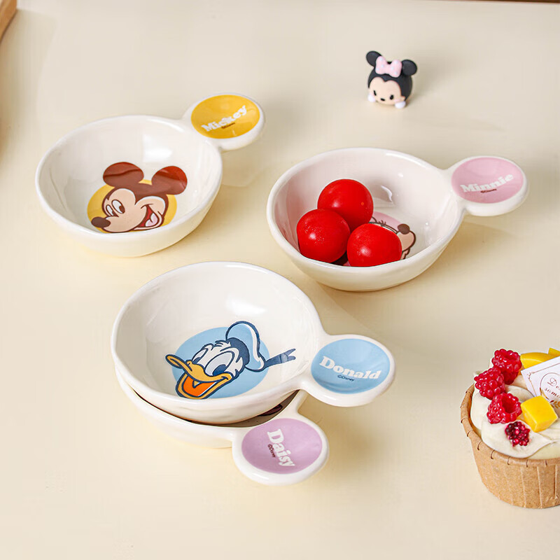 Disney (Disney) cartoon condiment dish, high-looking Mickey and Daisy home dipping sauce, thickened, large capacity, cute Daisy Shuyue with handle dish