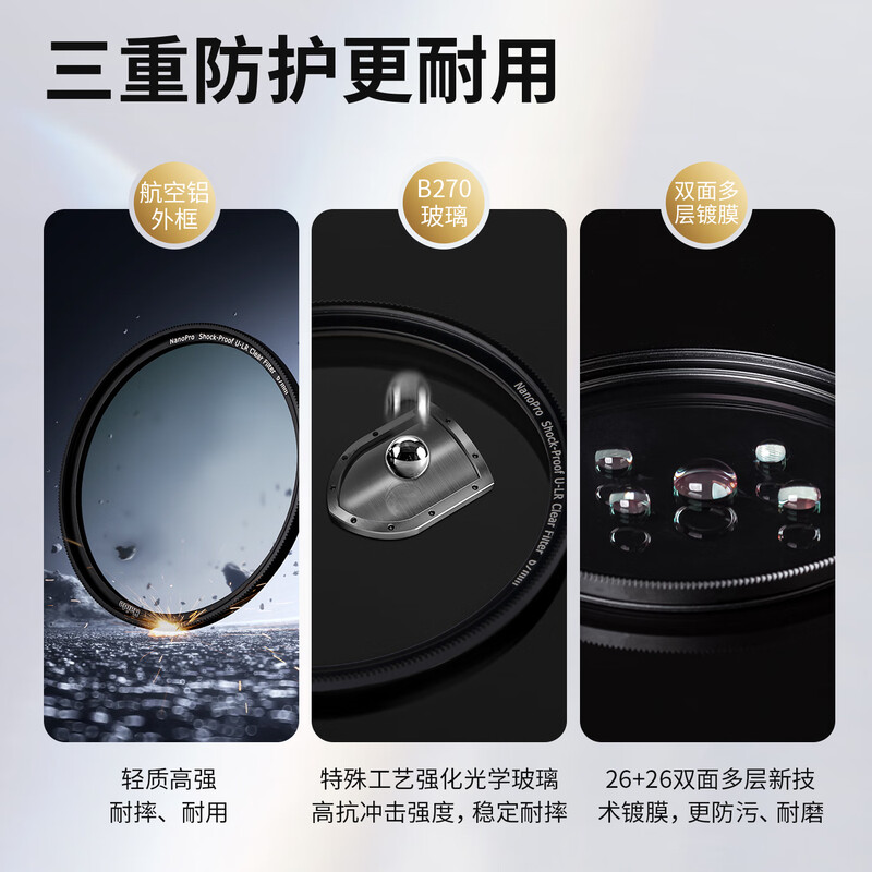 Haida Haida's new UV mirror 67mm filter NanoPro U-LR 1% refractive index 99.9% light transmittance 52-layer nano-coated protective mirror SLR micro-single suitable for Nikon and Sony