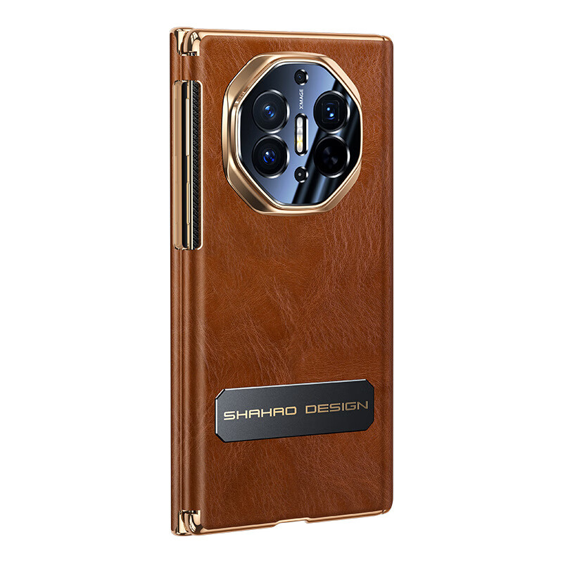 Juncheng dual center axis full-covered case suitable for Huawei matexts Extraordinary Master mobile phone case XT three-fold high-grade oil wax leather stand protective cover ultra-thin anti-fall shell elegant black Huawei Mate