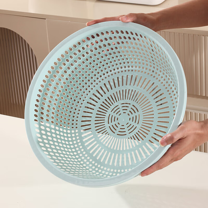 Bowl basket drain basket kitchen thickened extra large vegetable basket vegetable basket fruit basin plastic round fruit basket pink mini size 1 pack