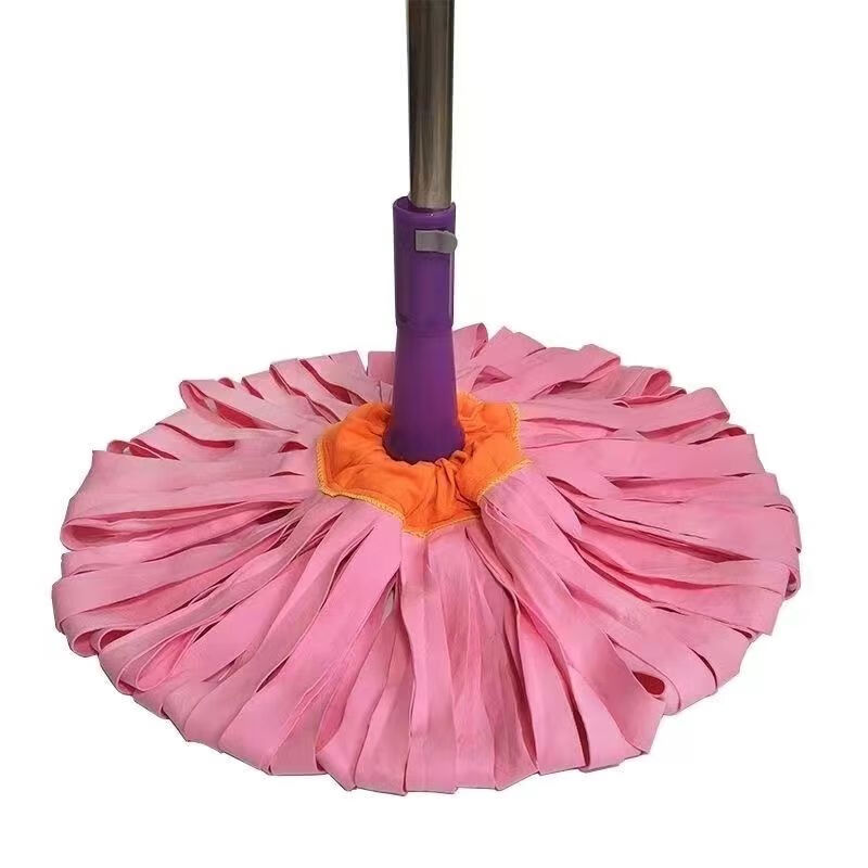 Bun Peng deerskin mop, hand-wash free, self-wringing, household mop, lazy wringing, chicken skin towel, absorbent mop, one mop, 140 cm thickened rod, self-wringing water mop (one rod, one end) random