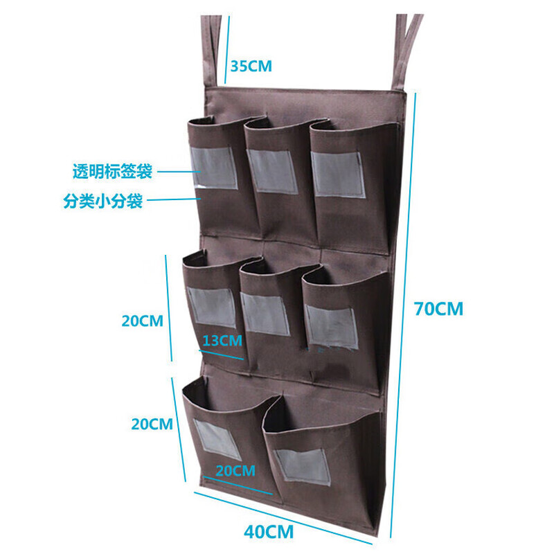 Hotel guest room work cart rag bag hanging bag cleaning cart linen cart tool differentiated towel storage points vertical row 6 vertical row 6 small bags rag bags one row two three rows