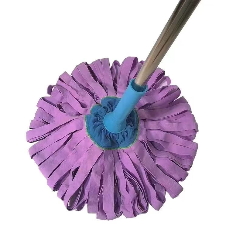 Bun Peng deerskin mop, hand-wash free, self-wringing, household mop, lazy wringing, chicken skin towel, absorbent mop, one mop, 140 cm thickened rod, self-wringing water mop (one rod, one end) random