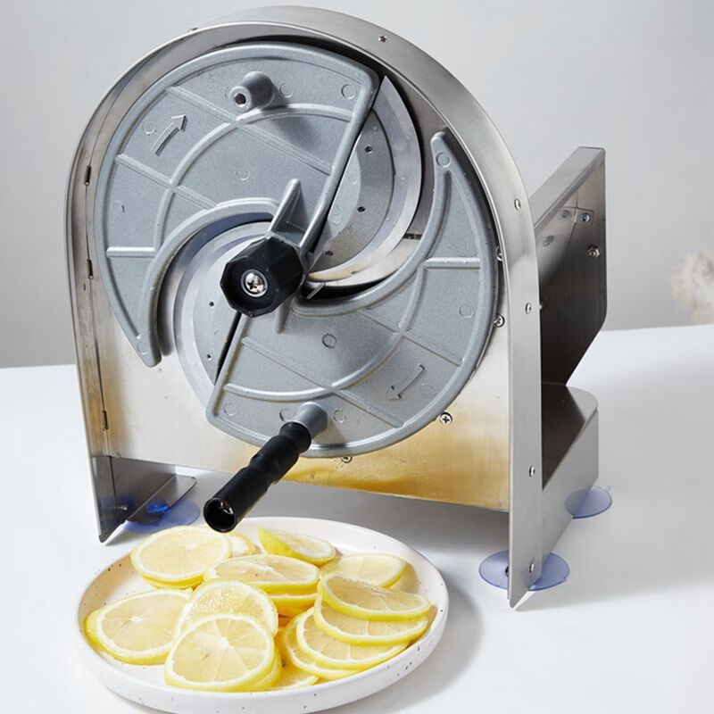 Grain harvesting commercial stainless steel fruit and vegetable slicer manual lemon potato lotus root slicing artifact milk tea hot pot skewers cutting vegetables plastic single slot model (black aluminum alloy knife disc)