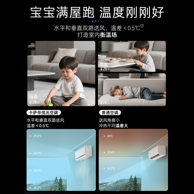 Casarte Air Conditioner Languang Xingyue Edition 1.5 HP New Level Energy Efficiency Frequency Converter Maternal and Infant Level Bedroom Hang-up Comfort Wind Full Copper Pipe National Subsidy CAS3530FCC(81)U1