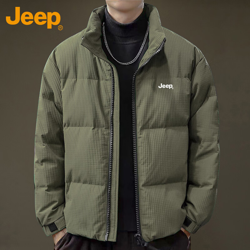 JEEP Jeep Down Jacket Men's Winter Short Warm Stand Collar Jacket Men's Casual Clothes Men's Black XL