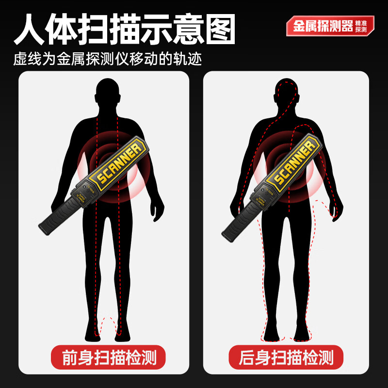 Sim metal detector handheld security detector station airport examination room exhibition high-sensitivity detector standard dry battery dual alarm / sensitive switching