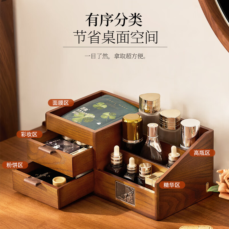 Nalandohao cosmetics storage box jewelry and skin care products integrated dressing table lipstick perfume essential oil desktop storage box gift cosmetics storage box