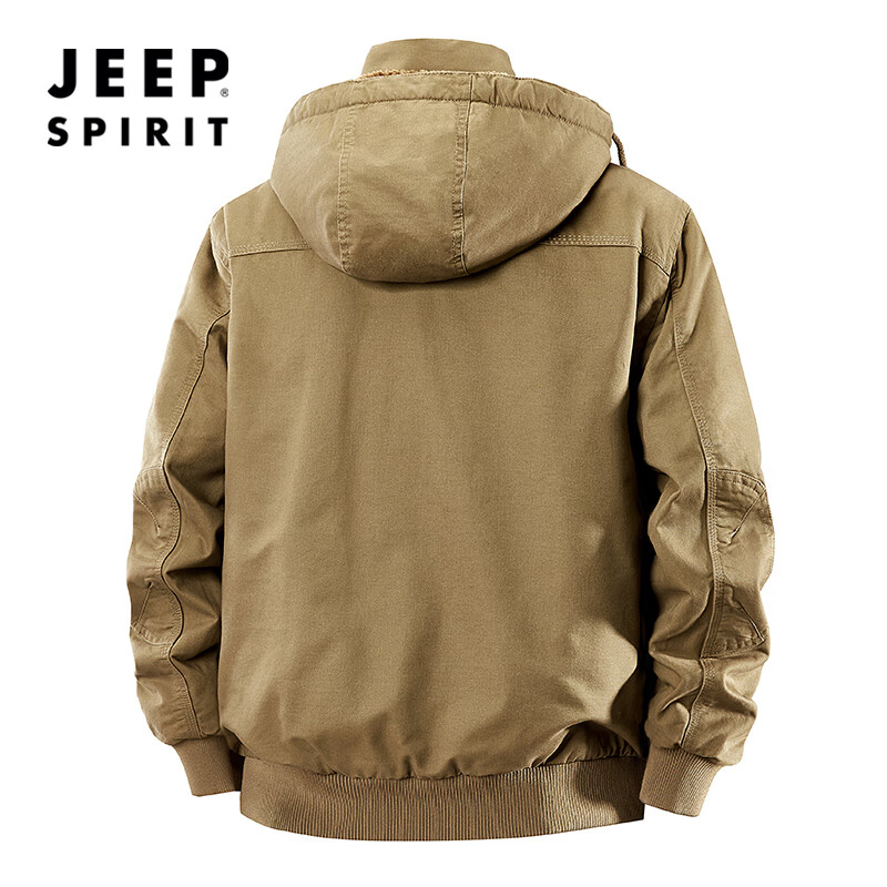 JEEP SPIRIT Jeep Jacket Cotton Jacket Men's Autumn and Winter Jacket Men's Warm Plus Velvet Thickened Cotton Clothes Washed Men's Cotton Jackets