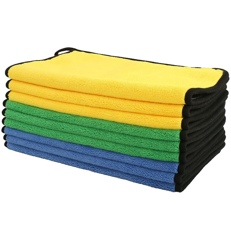 High-density car wash towel coral velvet double-sided thickened car towel 30*30 water-absorbent glass cleaning towel gray blue 450g 30*30cm