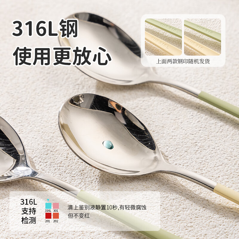 CAIZHI 316L stainless steel cartoon classification spoon color spoon round bottom table spoon rice spoon 2-pack CZ3479