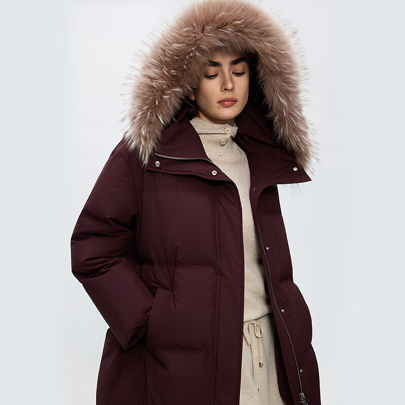 Langzi Holdobagi Goose Down Down Jacket Fur Collar Fashionable Commuting All-Match Jacket Ankola Red M