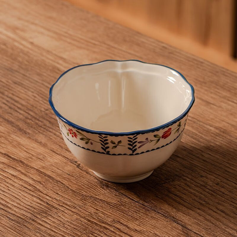 Lanqiou underglaze color fresh rice bowl, particularly beautiful tableware small bowl, household ceramic eating bowl combination set in rice bowl/4.5 inches