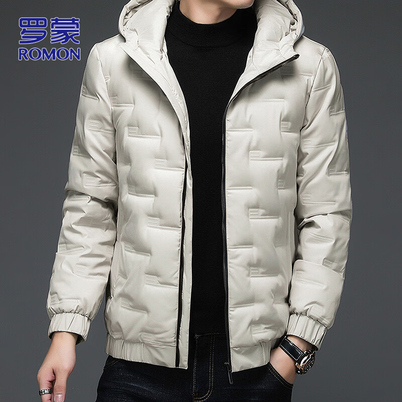 ROMON down jacket men's winter thickened warm clothes stand collar casual cold-proof jacket black XL