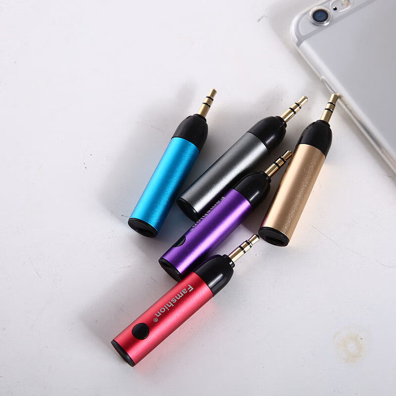 Kaooseen Famshion R1 car Bluetooth 5.0 receiver, aluminum alloy hands-free two-channel stick, elbow blue, package 2, host + 3.5 extension cable