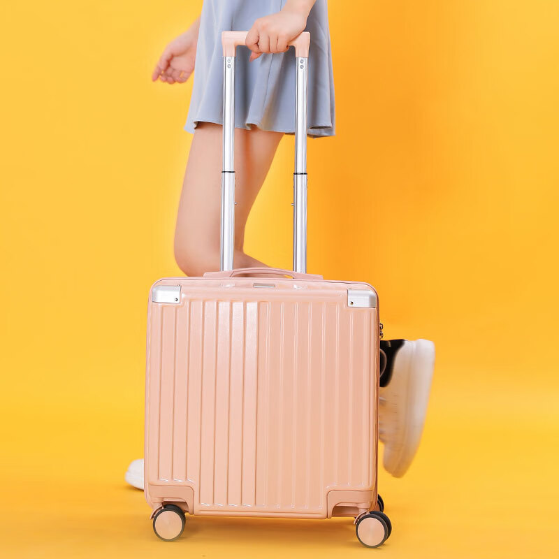 Small lightweight mini suitcase for male and female students 20-inch boarding trolley leather box children's code 18 suitcase dark green-retro style 20-inch