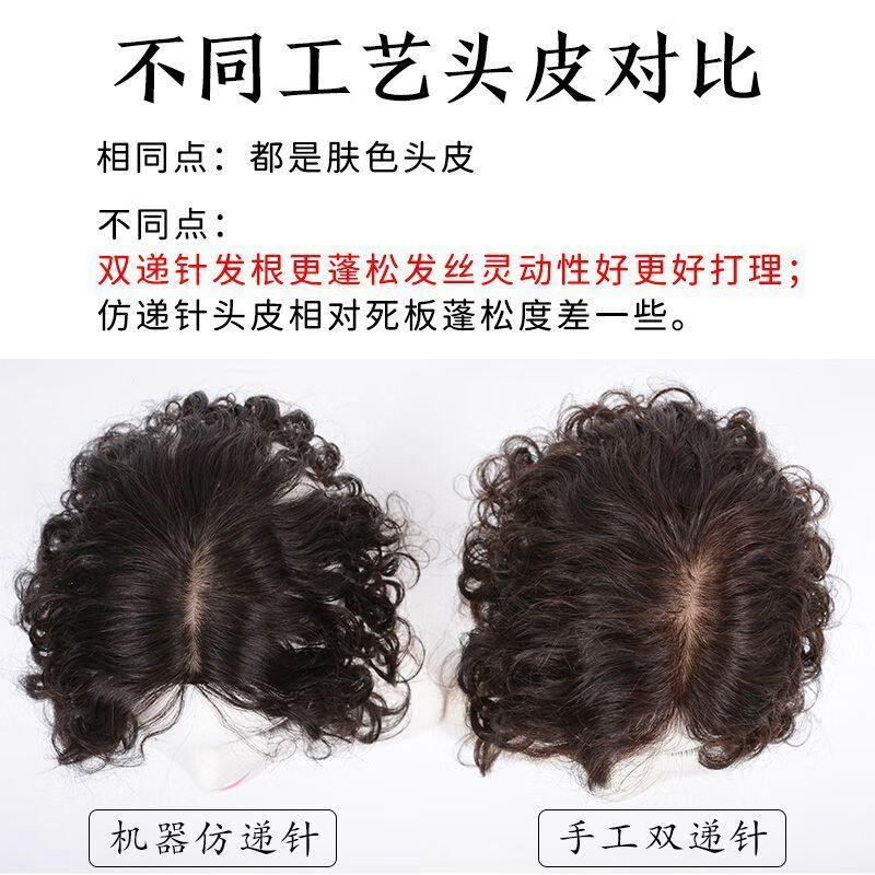 Tangni's top-of-the-head replacement wig for small curly hair, medium-parted wig for women to cover white hair and increase hair volume, fluffy wool curly replacement wig, nano ice mesh 11*13, brown and black 25cm