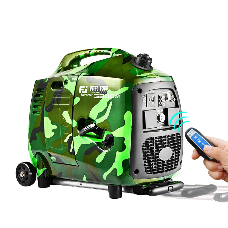 He Jiagong Fujiwara micro gasoline generator 220v household small silent variable frequency backup emergency outdoor camping portable 1.2Kw camouflage variable frequency generator