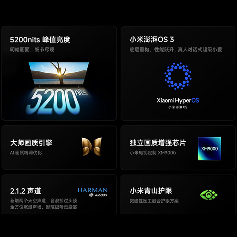 Xiaomi TV S Pro Mini LED 85-inch 2026 model 5200nits 2880 partition 330Hz wide viewing angle low reflection screen L85MC-SP appearance upgrade