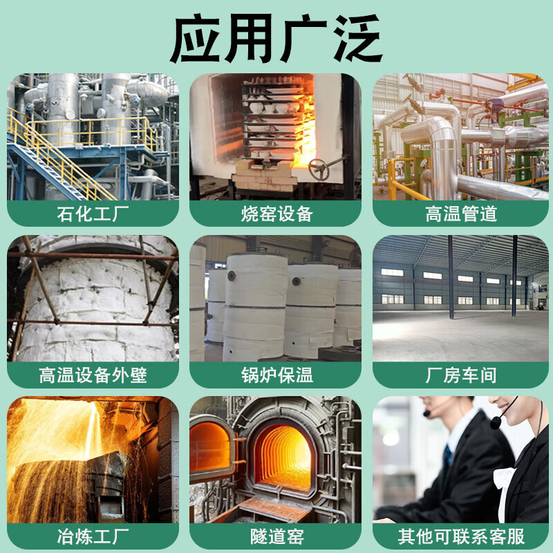 Insulation cotton aluminum silicate needle punched blanket high temperature resistant fireproof cotton asbestos exhaust pipe aluminum foil fireproof wrapped insulation material thick 40MM-61CM wide * 1M long.