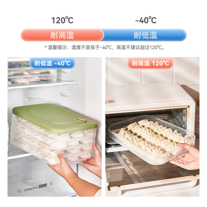 Longstar frozen dumpling box for home use, two layers and one cover, special wonton and dumpling preservation box tray for refrigerator, food grade