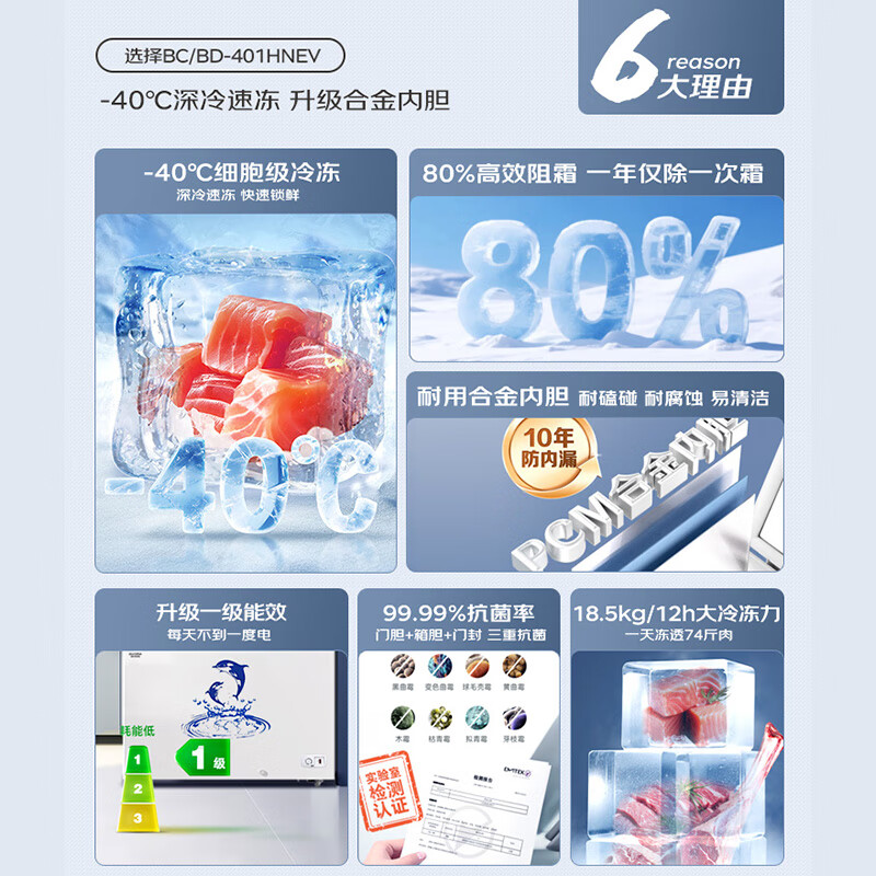 AUCMA 401 liter single temperature freezer household commercial horizontal large freezer ice cream cabinet refrigerator freezer top door refrigerator first-class energy efficiency BC/BD-401HNEV trade-in