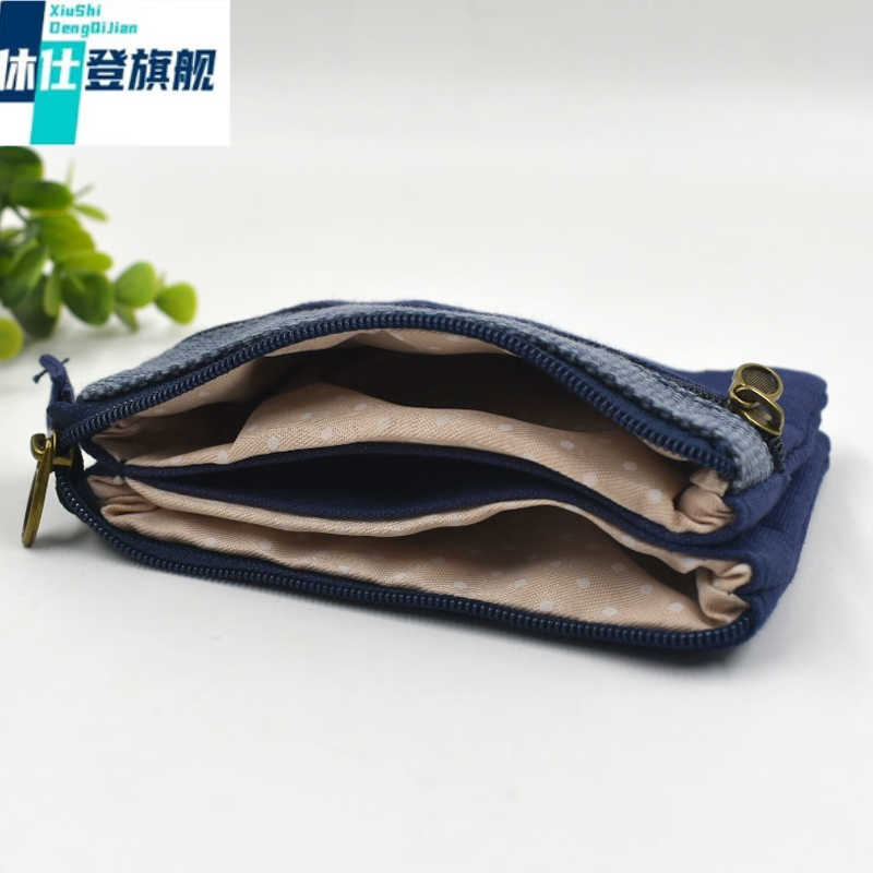 Husden XSDN canvas multi-layered small wallet simple new retro fabric mini small bag zipper coin purse card holder key bag orange