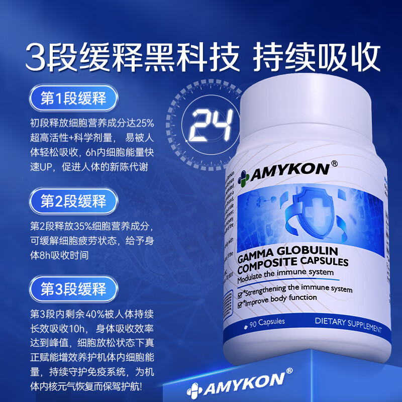 AMYKON bovine colostrum immune globulin improves immunity and enhances resistance for children and adults postoperative recovery 90 capsules*2