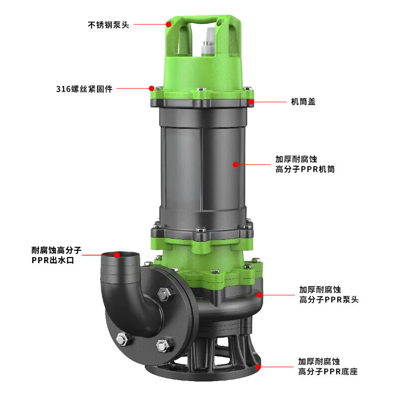 WQF large flow engineering sewage pump clean water sewage 380V submersible sewage pump basement 304/M lifting submersible sewage 100WQ/M100-15-7.5