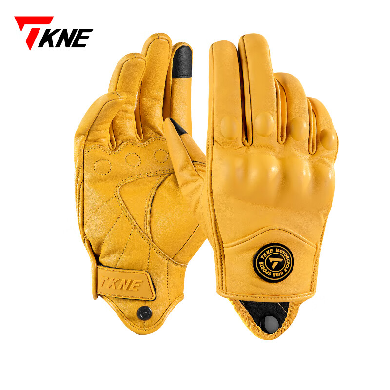 TKNE autumn and winter motorcycle gloves windproof and warm sheepskin retro KP10/brown winter style-velvet XL