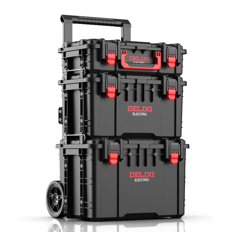 Delixi combined stacking tool box enlarged storage box industrial-grade rod type multi-functional large-capacity set A type thickened and enlarged tool box (can be combined at will