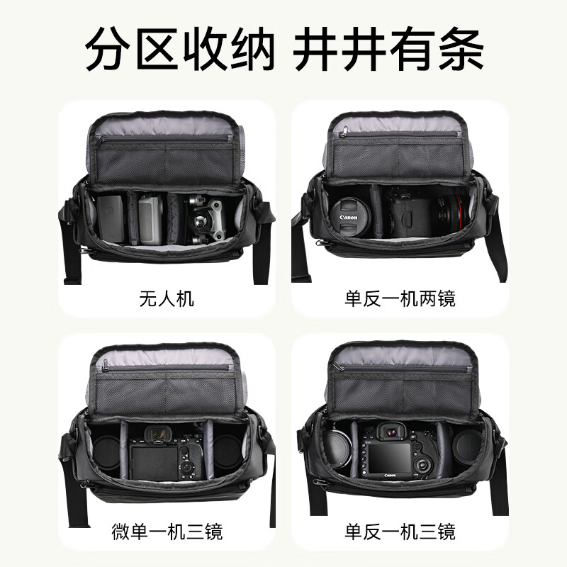 Green giant (llano) camera bag shoulder crossbody photography bag SLR mirrorless digital camera liner bag lens storage bag canvas magnetic leisure suitable for Canon Sony Fuji Nikon Ricoh