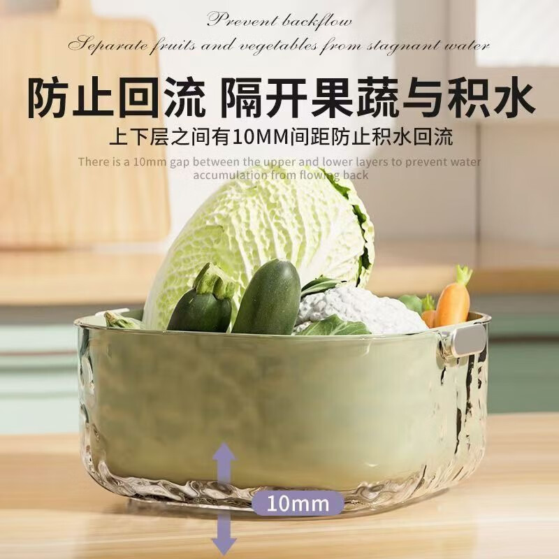 Sawang Germany drain basket vegetable basket kitchen drain artifact household multi-functional fruit basket storage basket mint green - small, medium and large - double layer drain basket 6-piece set high-end quality