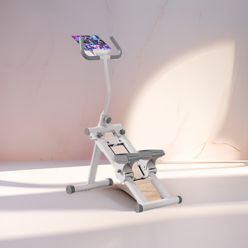 He Jiagong's extended step stair climber for home indoor folding rock climbing and mountain climbing, running in situ, weight loss equipment, sports and fitness, white three-speed resistance adjustment model + ipad stand + height adjustment + foldable 1