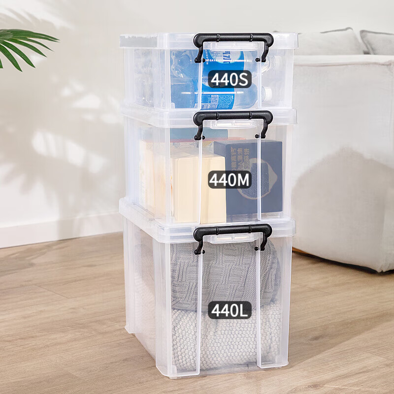 TENMA Tianma Toy Storage Box LUX Organizing Box 440S Plastic Transparent Under-Bed Storage Box Thickened Collection Box 1 Pack 30*44*16.5cm Transparent White