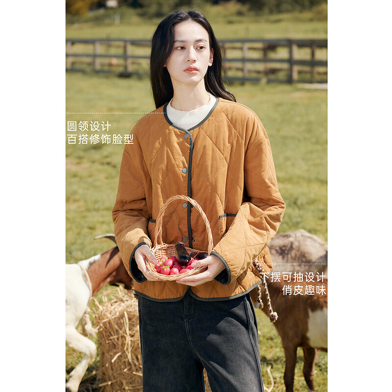 Asuka and Xinjiu reversible plaid petite cotton coat for women 2025 winter new warm rhombus cotton top plaid dark green HMG09 M