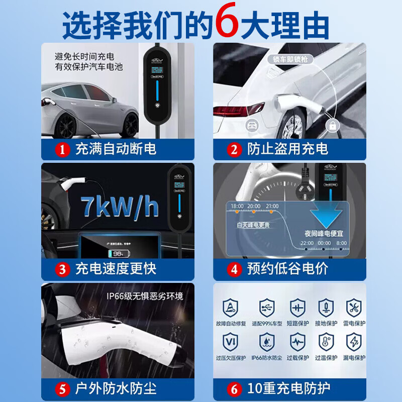 Bull BAIC New Energy ec180 charger pile ec220ec200 car charger eu5 car original home 3.5KW-3m standard model current 8_16A two-speed switch