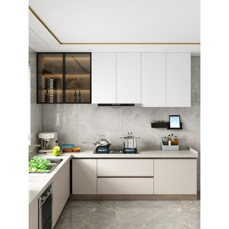 Sanqihu customized solid wood kitchen wall cabinet including range hood wall cabinet balcony cabinet European pine high-gloss cabinet door PT customized special default