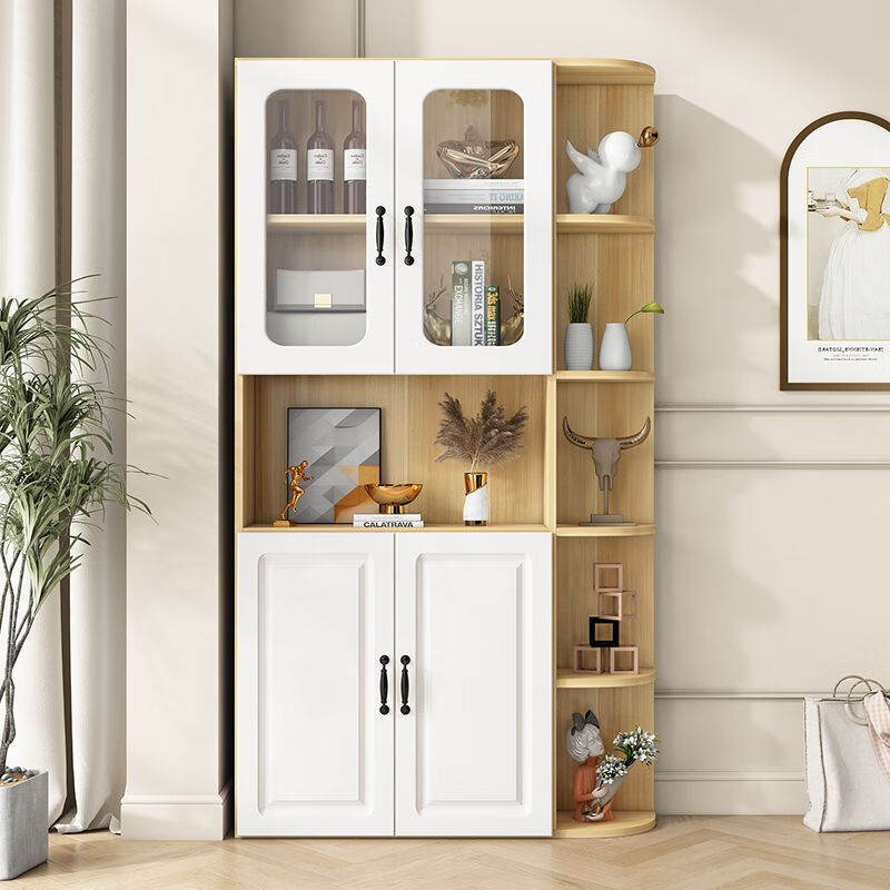 Yunbin Guangdong Foshan sideboard multi-functional living room bookcase wine cabinet storage cabinet combination wall cabinet corner cabinet tea cabinet 2-door white package installation