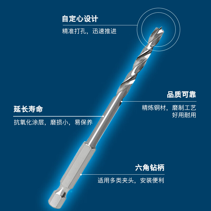 Bosch (BOSCH) hexagonal handle woodworking drill bit set furniture assembly maintenance drilling installation 5 pieces 2/3/4/5/6mm