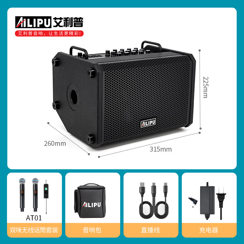 Ailip's new T6 audio instrument K song live broadcast internal recording electric blowpipe saxophone guitar playing and singing audio home outdoor portable high-power Bluetooth stage performance speaker official 2025 new T6 upgraded version dual wireless microphones