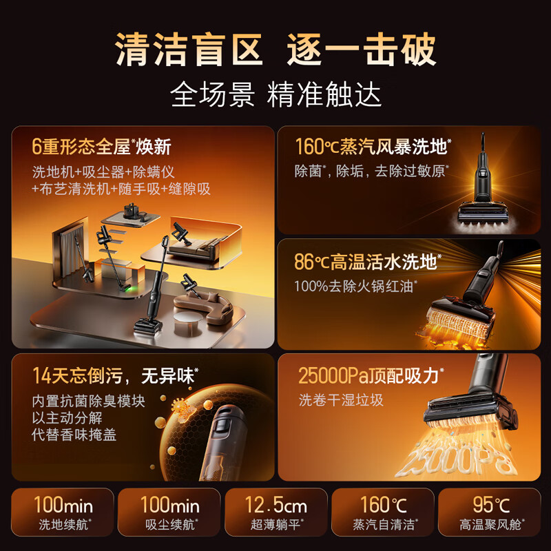 Roborock A30Pro Home Floor Scrubber Intelligent Suction and Mopping All-in-one Sweeping Wireless Electric Mop Handheld Vacuum Cleaner Ultra-thin 180 Flat Laying 0 Tangle A30 Pro Steam 5-in-1 Version