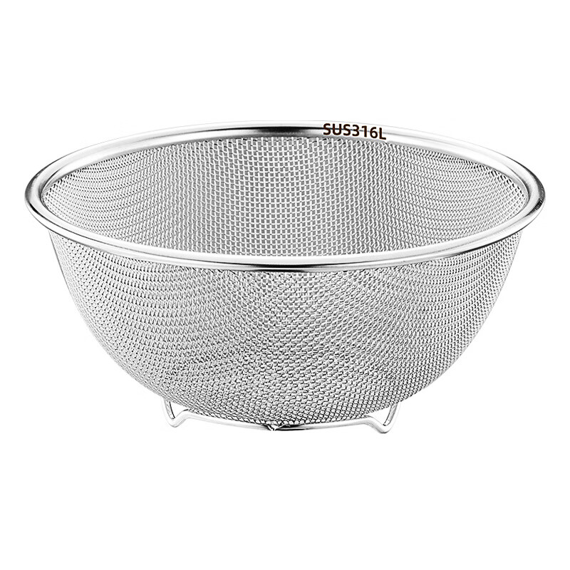 Jingxi German Quality Drain Basket 316 Stainless Steel Washing Basin Rice Washing Sieve Rice Basin Kitchen Washing Fruit Drain Basin Food Grade-316 Steel 22CM Draining Basket