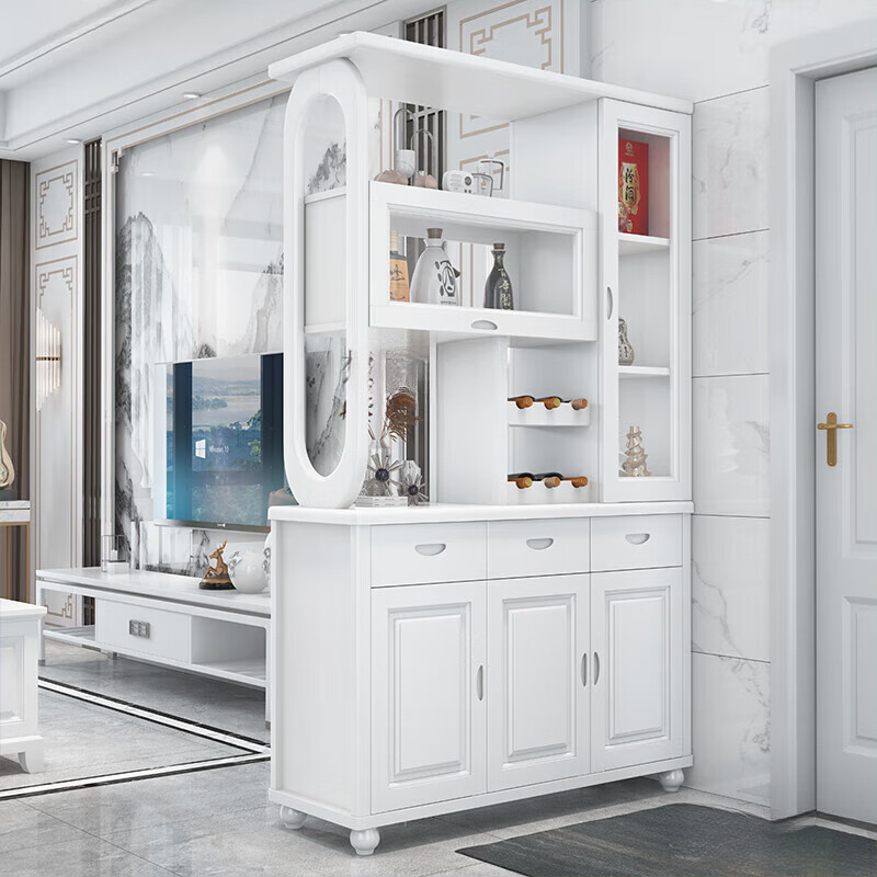 Mu Zhengmei new Chinese style shoe cabinet multi-functional living room partition cabinet entrance double-sided solid wood wine cabinet wall storage home wine rack 1.6 beech color