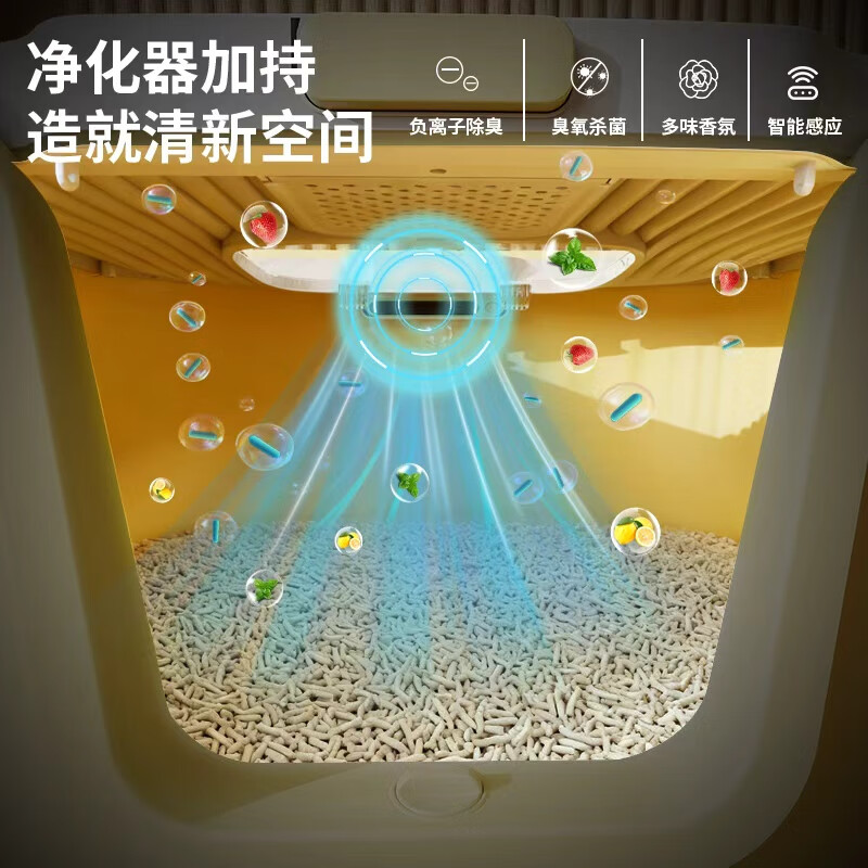 CURLY TAIL cat litter box fully enclosed extra-large cat toilet deodorant anti-splash top-entry extra-large cat litter box cat supplies PMAX temperament gray Big Mac 65cm large version