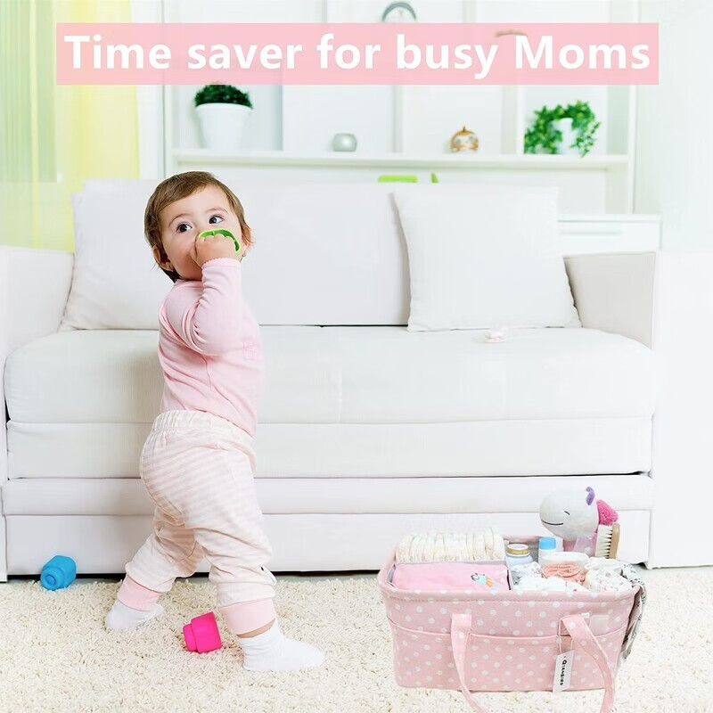 Large folding nursery storage basket portable tote bag baby diaper pad mother and baby supplies storage bag gray