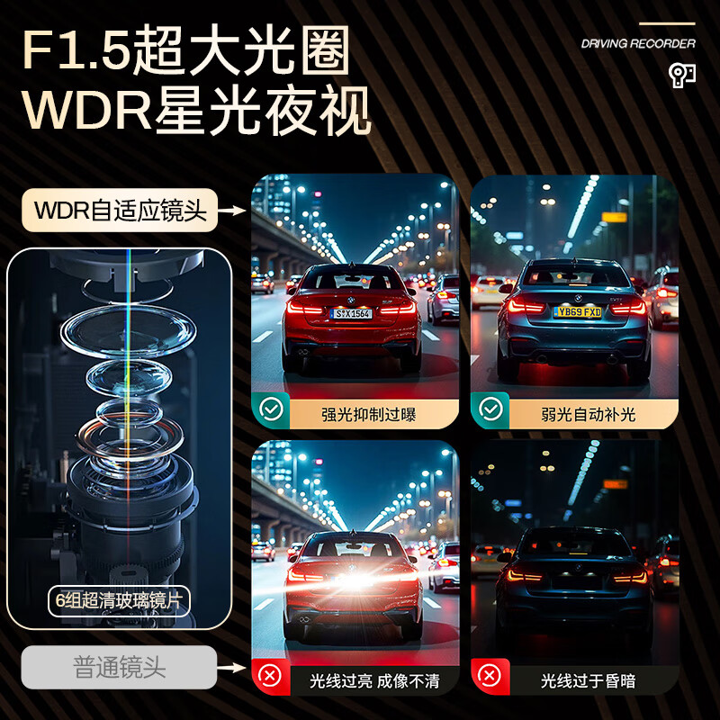 Enbosheng driving recorder 360-degree panoramic 4K high-definition without blind spots 24-hour parking monitoring front and rear dual recording reversing images 4K front and rear dual recording WIFI + voice control + 64G 10-inch streaming media rearview mirror starlight night vision + reversing images + self-deleting when full