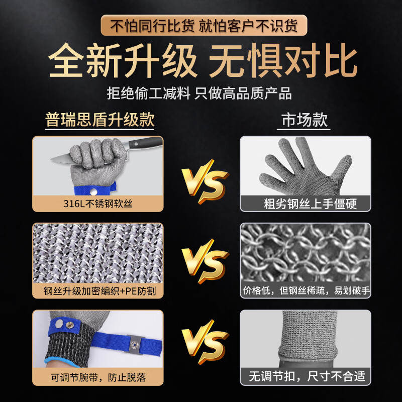 Mitzi anti-cut gloves 9-level steel wire anti-stab anti-cut anti-knife fish kitchen metal special iron gloves winter one package comes with lined gloves 316L stainless steel anti-cut gloves XL code